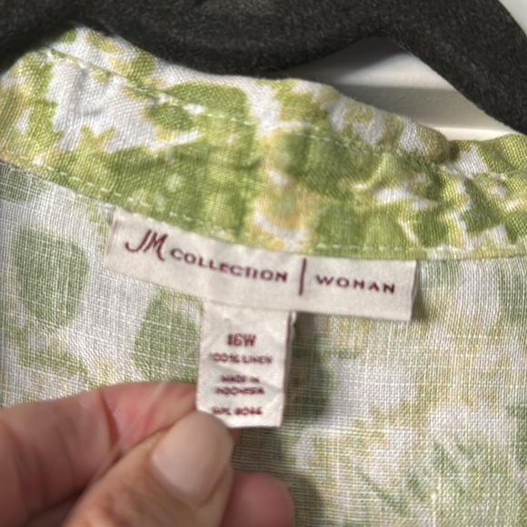 JM Collection Womens 16W Linen Button Up blouse Top Lagenlook coastal grandma - Picture 6 of 9